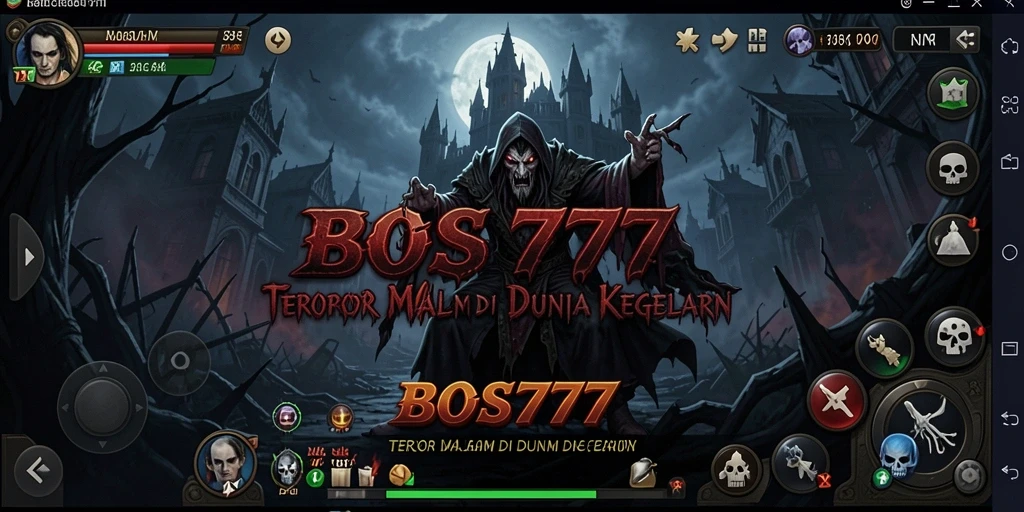 Screenshot gameplay BOS777 menunjukkan suasana mencekam dan mengerikan.