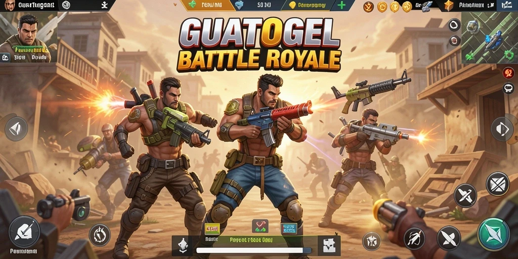Screenshot gameplay GUATOGEL yang memperlihatkan aksi pertempuran seru.