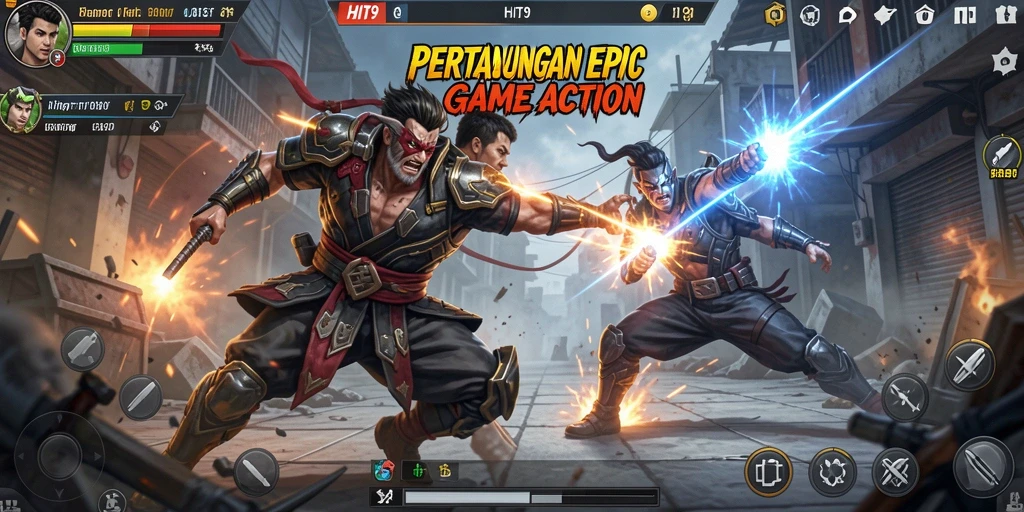 Screenshot gameplay HIT9 menampilkan pertarungan seru penuh aksi.