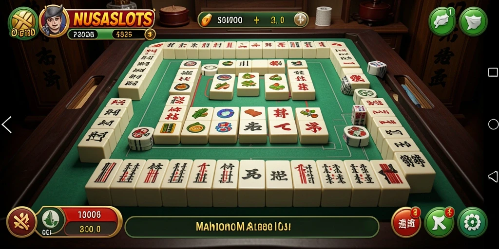 Screenshot utama NUSASLOTS menampilkan gameplay Mahjong yang menarik dan seru.