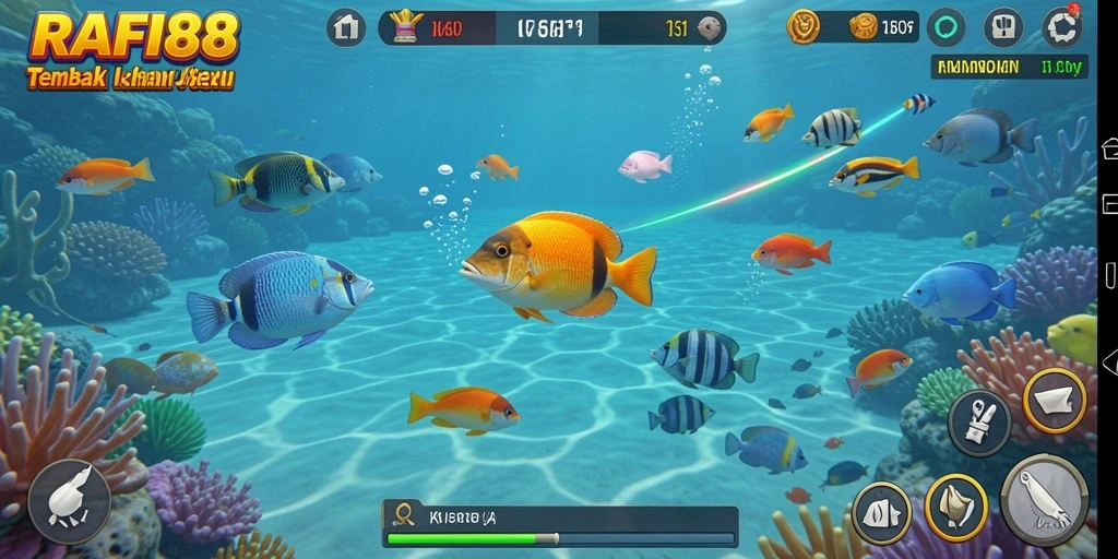 Screenshot utama RAFI88 menampilkan aksi menembak ikan dengan grafik hidup.