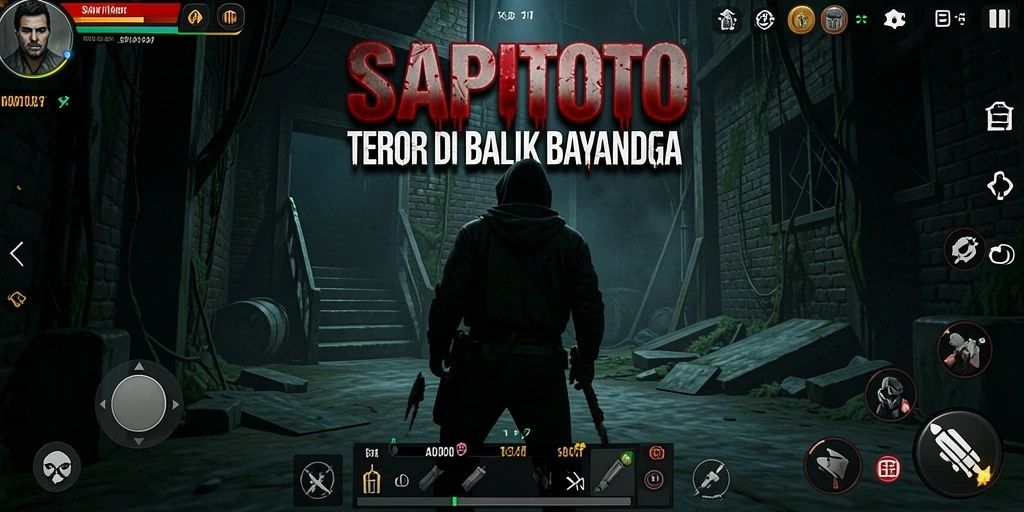 Screenshot SAPITOTO menunjukkan momen menegangkan saat menjelajahi kegelapan.